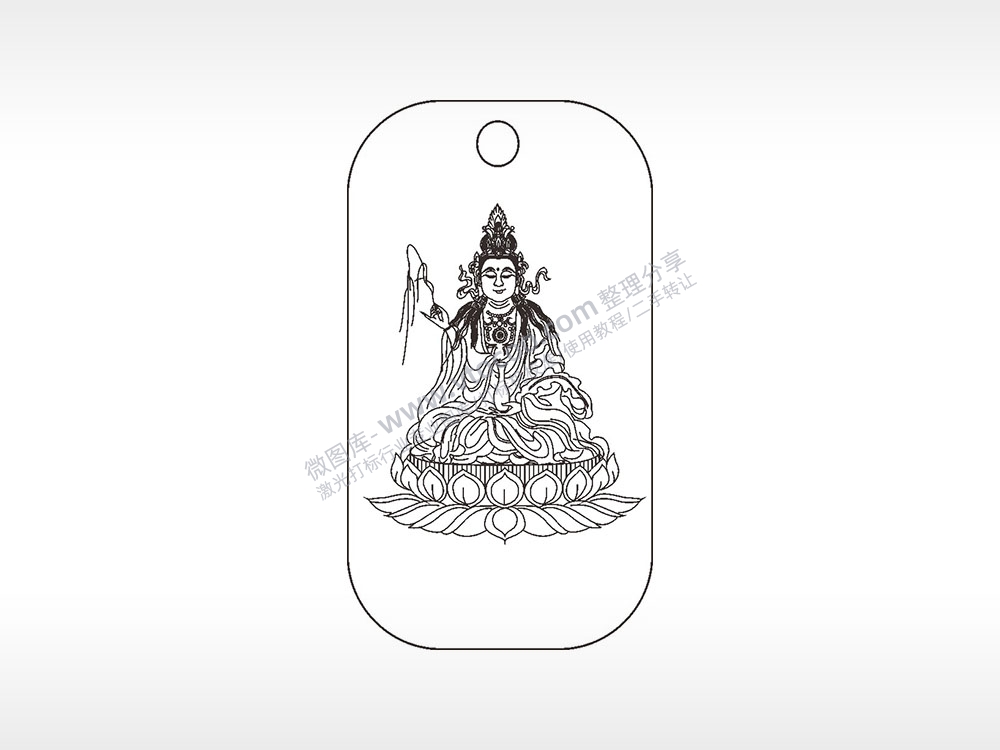 菩萨神仙雕刻挂坠项链AI8.0格式激光打标文件通用矢量图