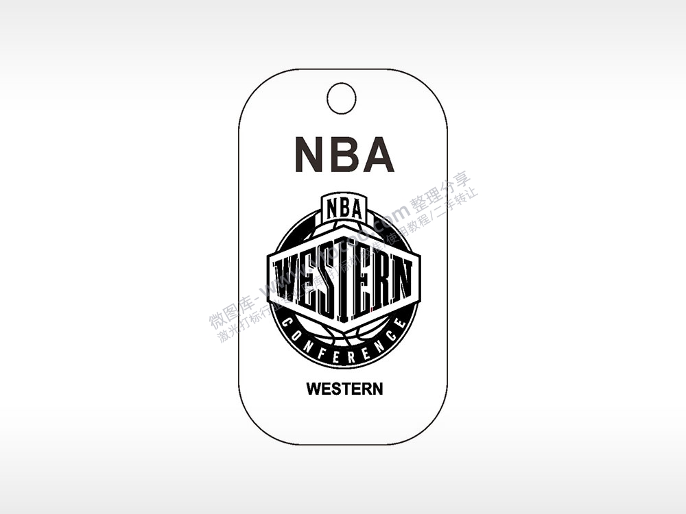 西部联盟NBA篮球雕刻挂坠项链AI8.0格式激光打标文件通用矢量图