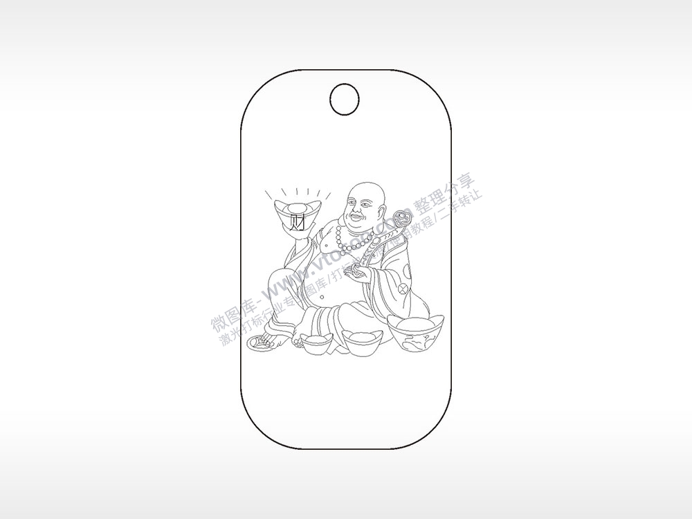 弥勒佛佛像神仙雕刻挂坠项链AI8.0格式激光打标文件通用矢量图