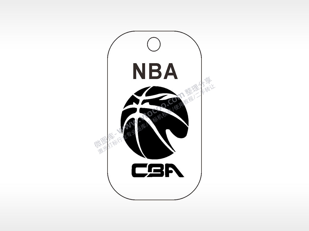 NBACBANBA篮球雕刻挂坠项链AI8.0格式激光打标文件通用矢量图