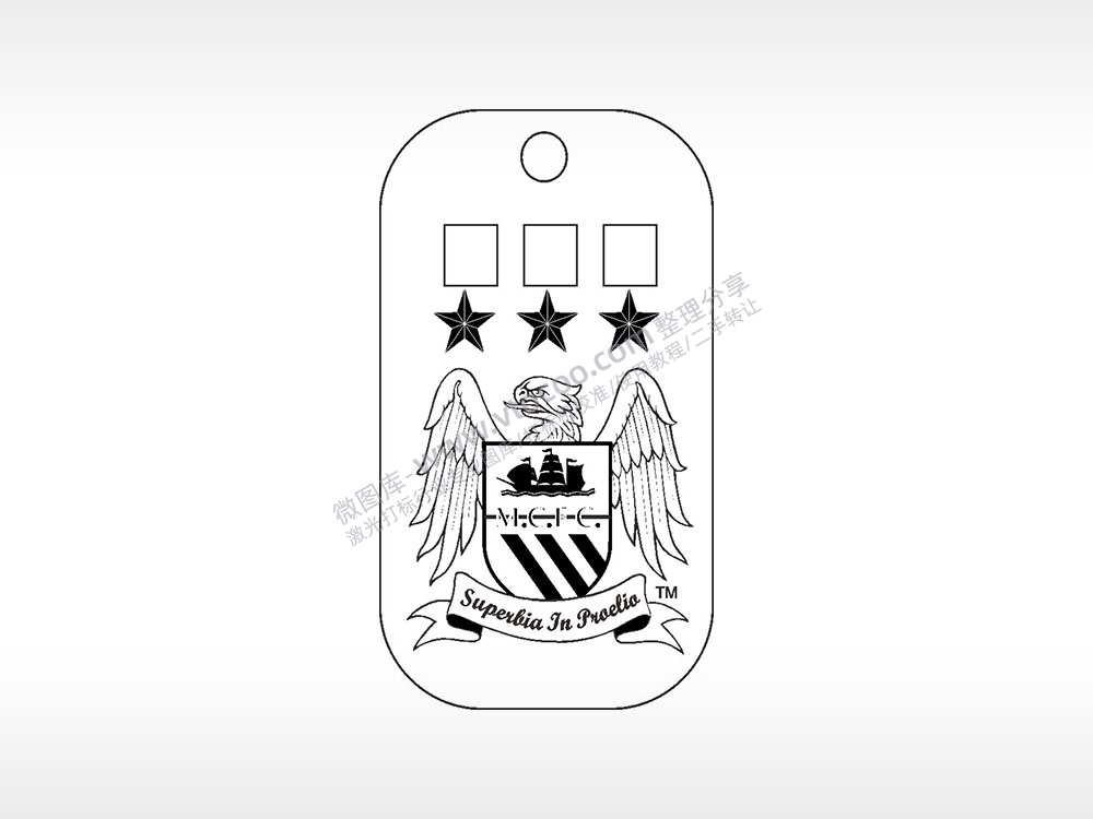 曼城队徽足球雕刻挂坠项链AI8.0格式激光打标文件通用矢量图