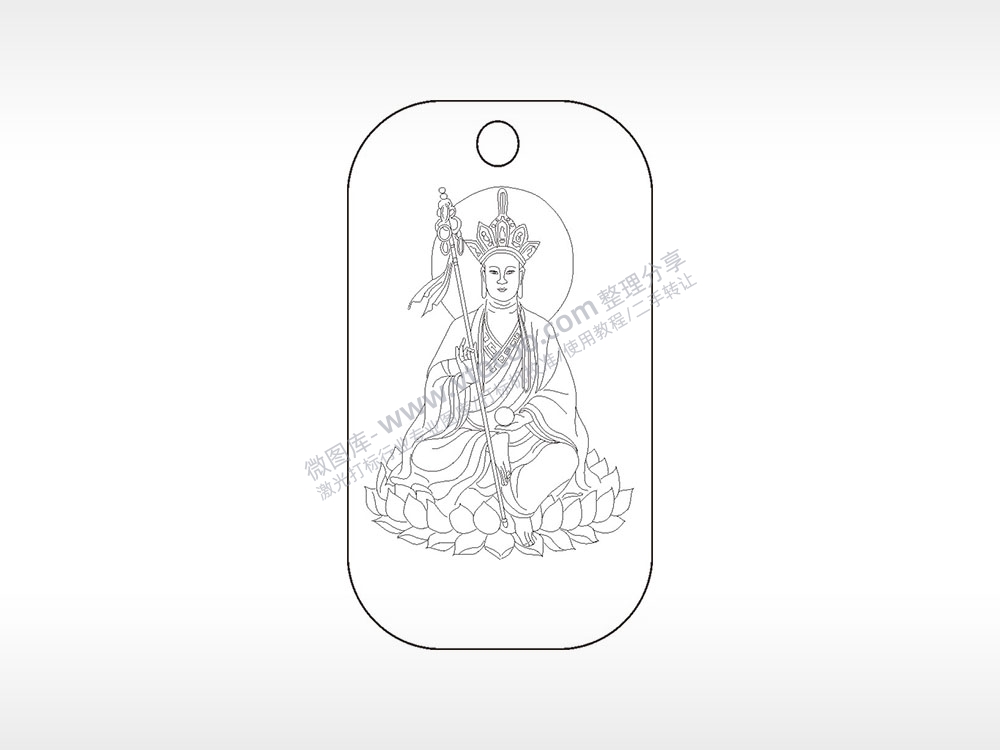 唐三藏佛神仙雕刻挂坠项链AI8.0格式激光打标文件通用矢量图