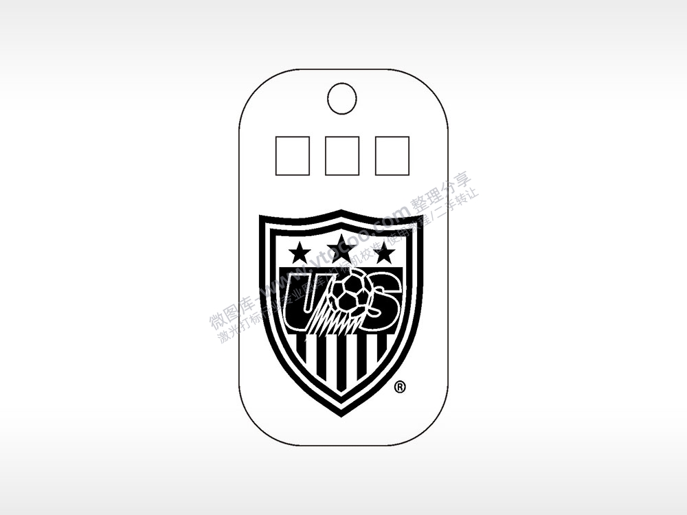 USA队徽足球雕刻挂坠项链AI8.0格式激光打标文件通用矢量图