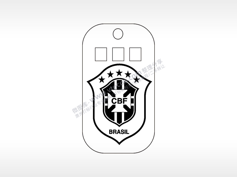 巴西队足球雕刻挂坠项链AI8.0格式激光打标文件通用矢量图