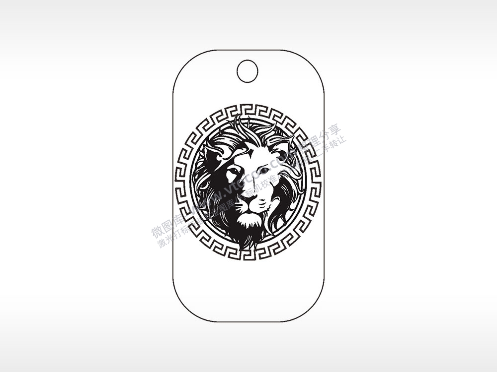 狮子头边框动物雕刻挂坠项链AI8.0格式激光打标文件通用矢量图