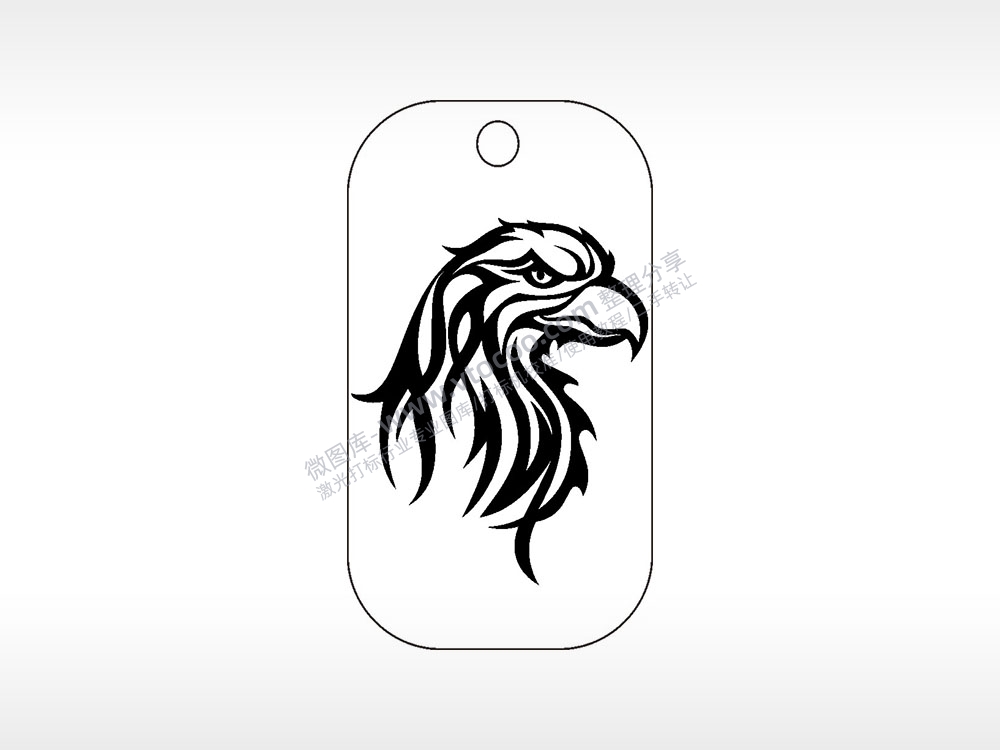老鹰头怒视动物雕刻挂坠项链AI8.0格式激光打标文件通用矢量图