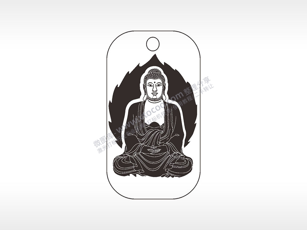 佛盘坐神仙雕刻挂坠项链AI8.0格式激光打标文件通用矢量图