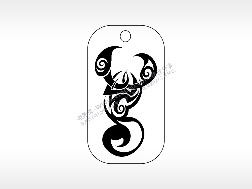 蝎子图腾节肢动物雕刻挂坠项链AI8.0格式激光打标文件通用矢量图