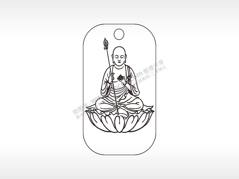 佛坐莲神仙雕刻挂坠项链AI8.0格式激光打标文件通用矢量图