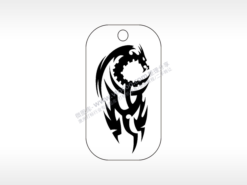 龙图腾恶魔之翼雕刻挂坠项链AI8.0格式激光打标文件通用矢量图