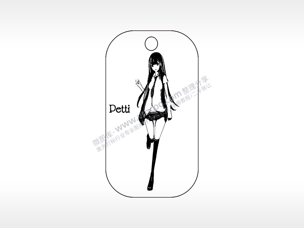 petti美少女雕刻挂坠项链AI8.0格式激光打标文件通用矢量图