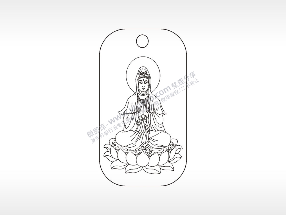 菩萨神仙雕刻挂坠项链AI8.0格式激光打标文件通用矢量图