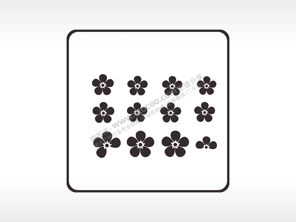 花朵落叶方形挂件激光雕刻AI8.0格式激光打标文件通用矢量图