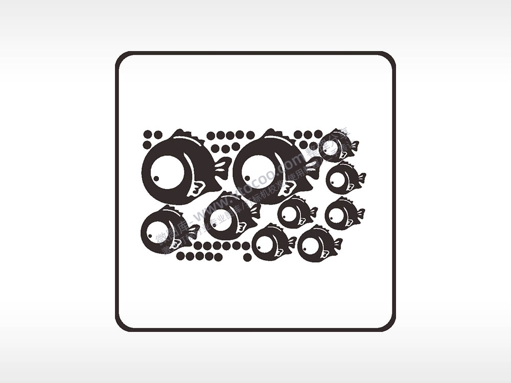 鱼海洋方形挂件激光雕刻AI8.0格式激光打标文件通用矢量图