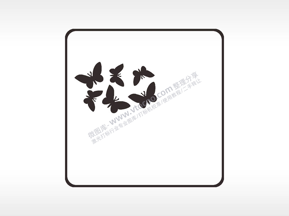 蝴蝶翩翩飞舞方形挂件雕刻AI8.0格式激光打标文件通用矢量图