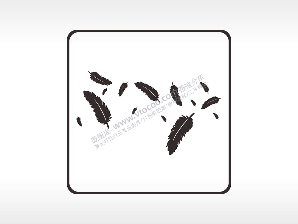 羽毛飘落方形挂件激光雕刻AI8.0格式激光打标文件通用矢量图