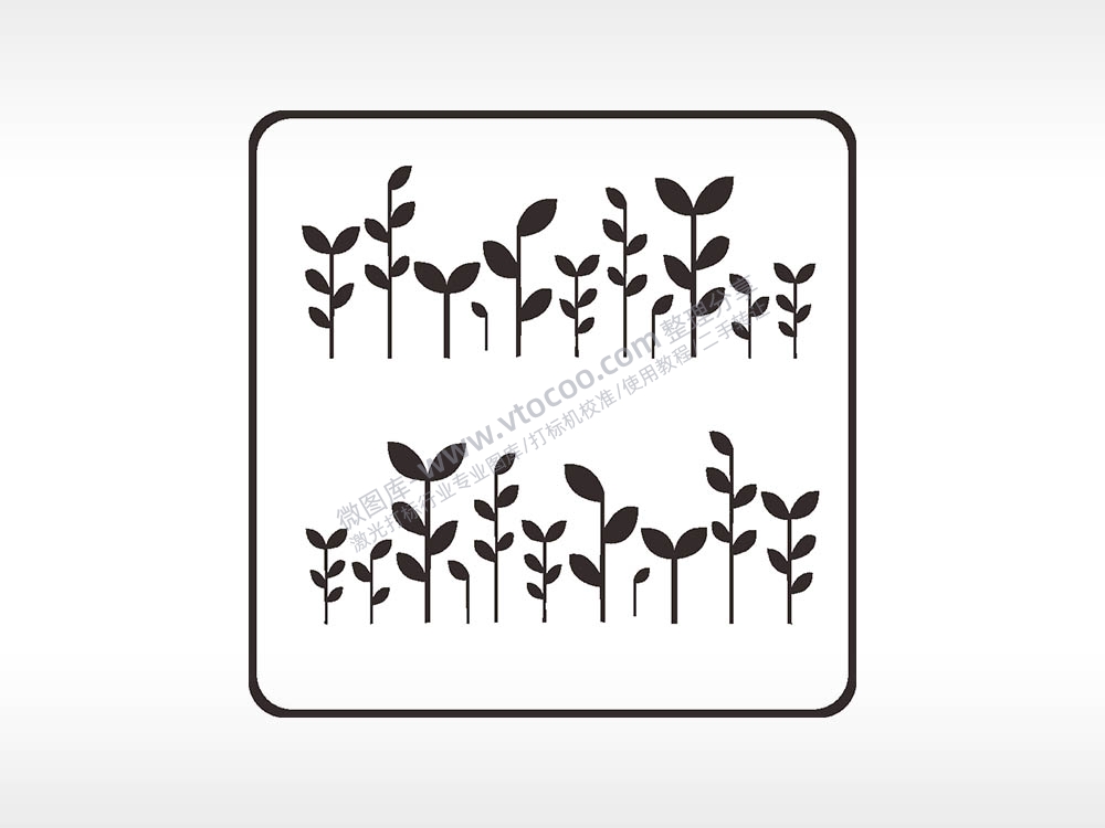 花苗植物方形挂件激光雕刻AI8.0格式激光打标文件通用矢量图