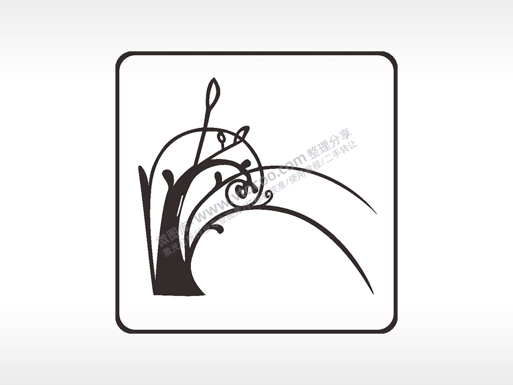 小树苗方形挂件激光雕刻AI8.0格式激光打标文件通用矢量图