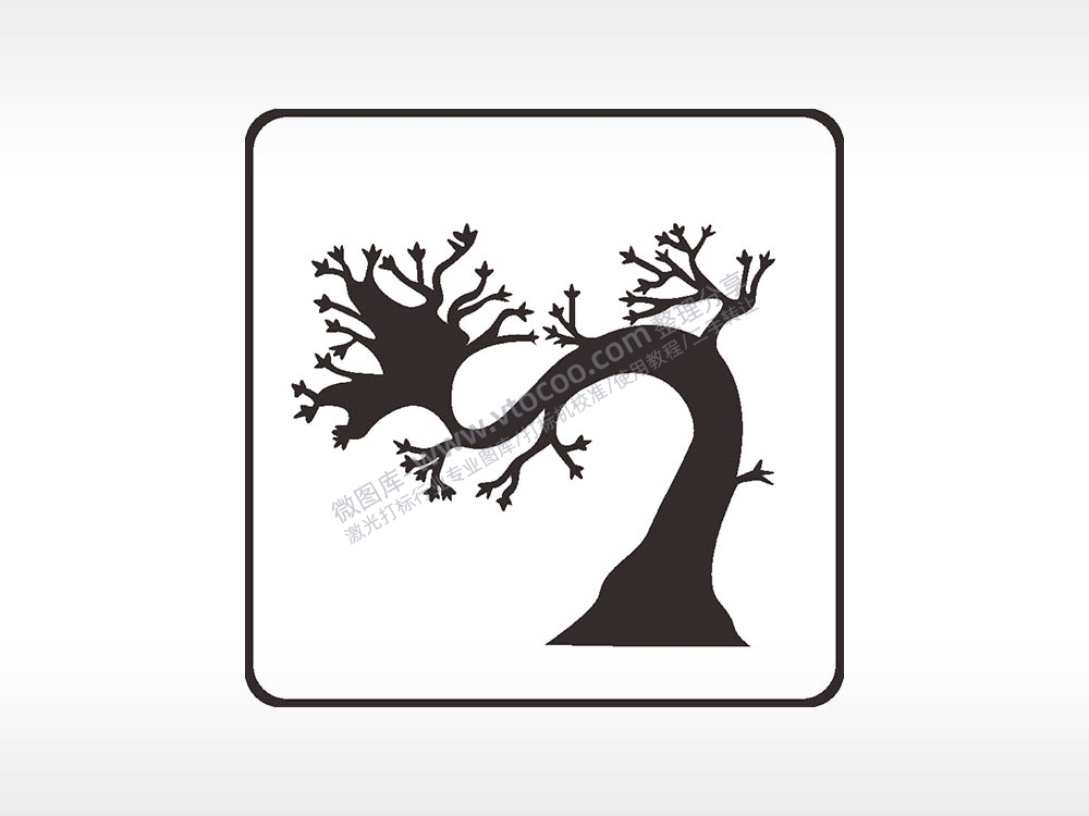 枯树方形挂件激光雕刻AI8.0格式激光打标文件通用矢量图