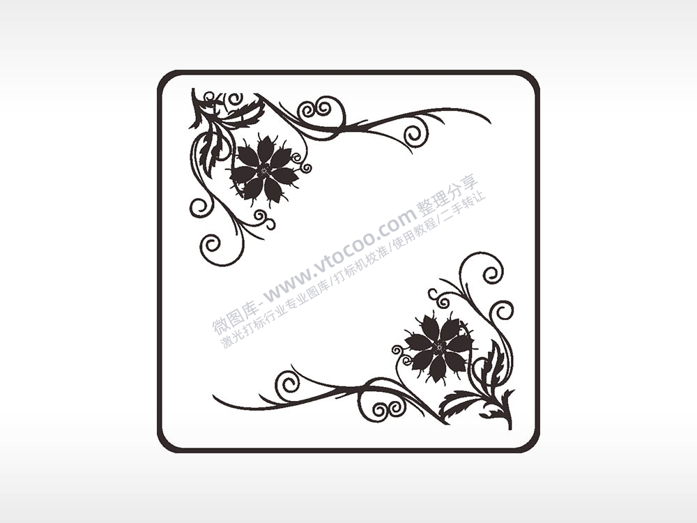 欧式角花边框花纹方形挂件雕刻AI8.0格式激光打标文件通用矢量图