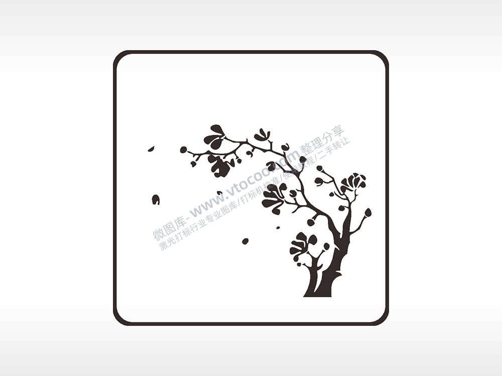 梅花剪影植物方形挂件激光雕刻AI8.0格式激光打标文件通用矢量图