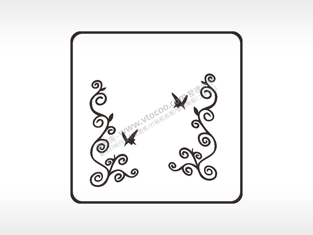 藤曼方形挂件激光雕刻AI8.0格式激光打标文件通用矢量图