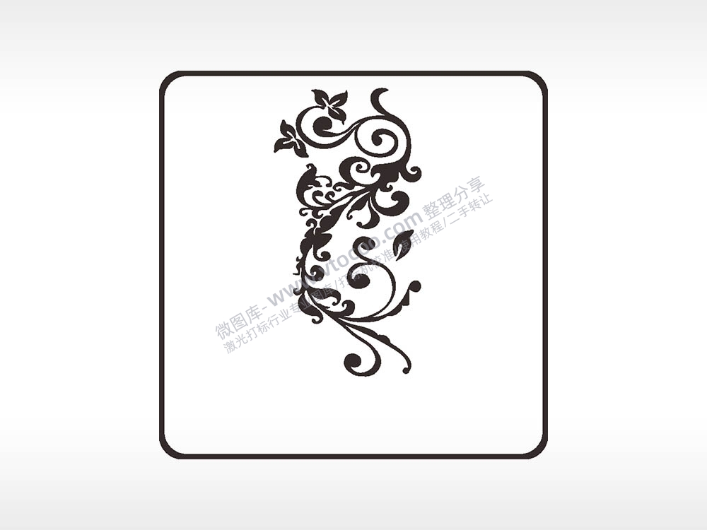 藤曼方形挂件激光雕刻AI8.0格式激光打标文件通用矢量图