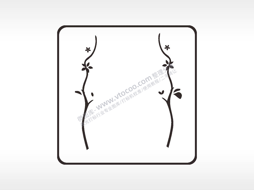 花朵树枝方形挂件激光雕刻AI8.0格式激光打标文件通用矢量图