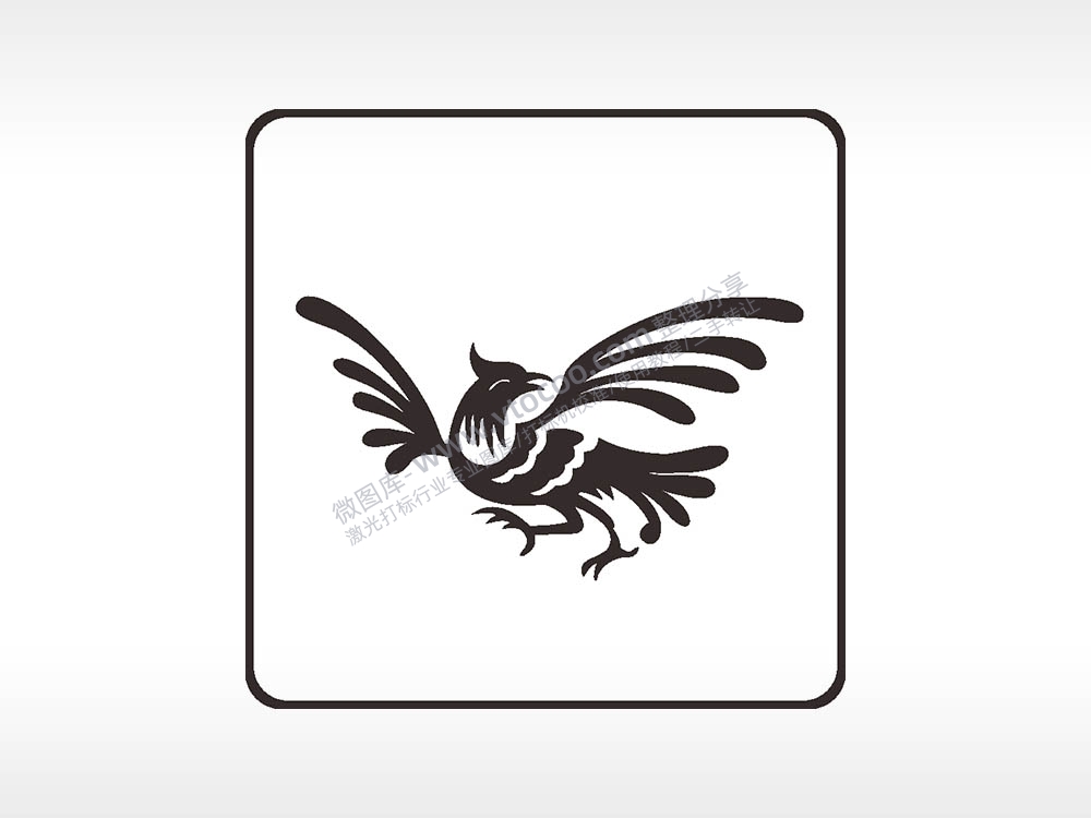 飞鸟动物方形挂件激光雕刻AI8.0格式激光打标文件通用矢量图