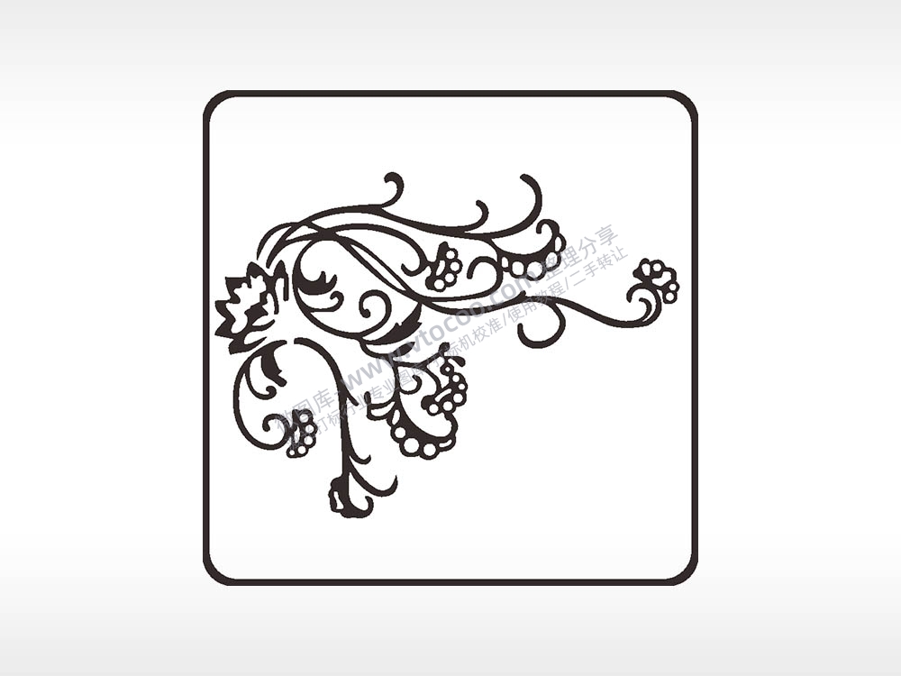花朵花草纹样方形挂件雕刻AI8.0格式激光打标文件通用矢量图