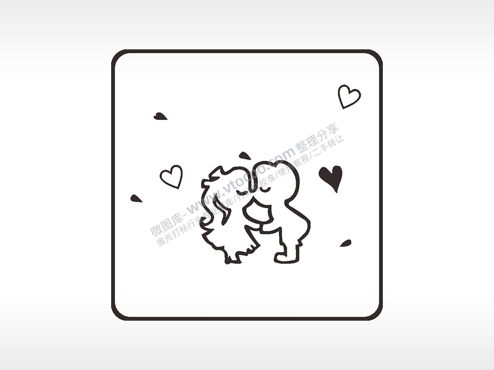 情侣爱心方形挂件激光雕刻AI8.0格式激光打标文件通用矢量图