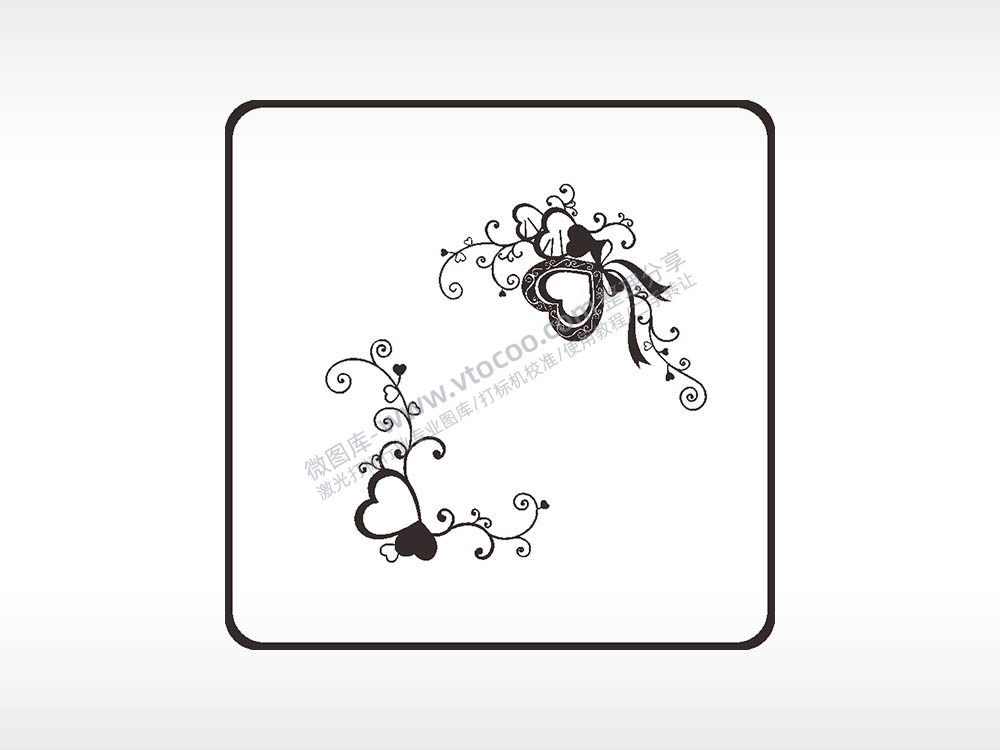 爱心藤曼边框方形挂件雕刻AI8.0格式激光打标文件通用矢量图