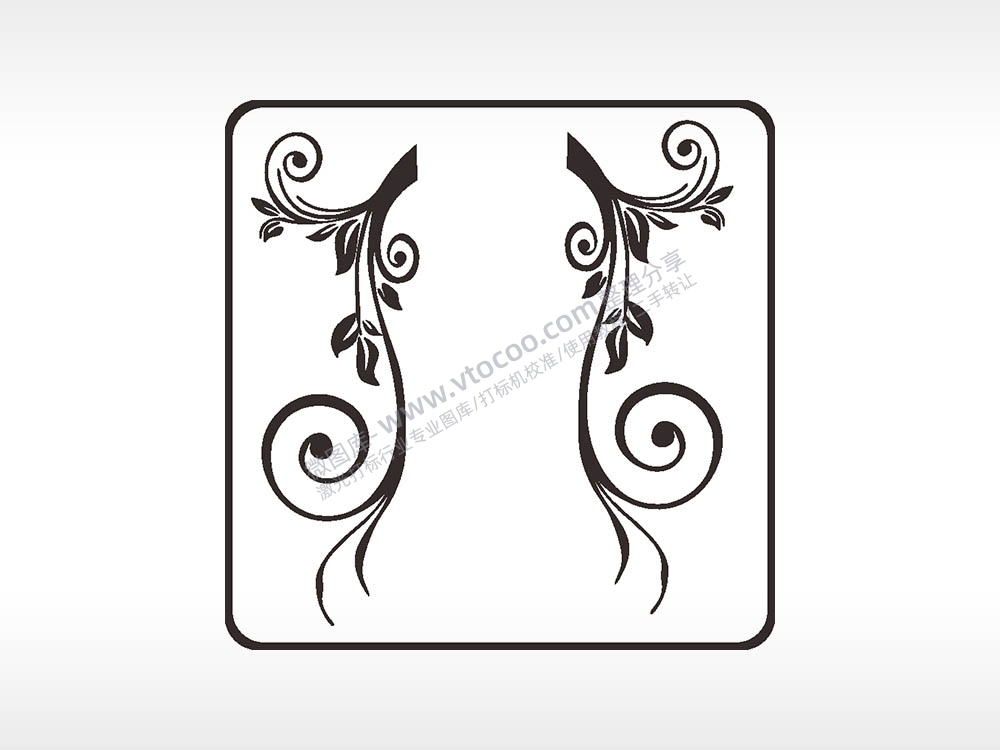 树枝花朵方形挂件雕刻AI8.0格式激光打标文件通用矢量图