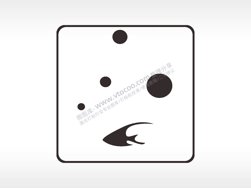 鱼吐泡海洋方形挂件雕刻AI8.0格式激光打标文件通用矢量图