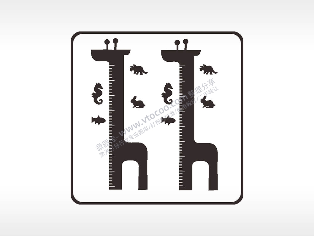 长颈鹿海马兔子方形挂件雕刻AI8.0格式激光打标文件通用矢量图