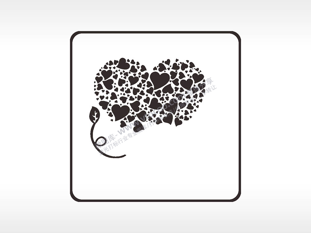 爱心叶子方形挂件雕刻AI8.0格式激光打标文件通用矢量图