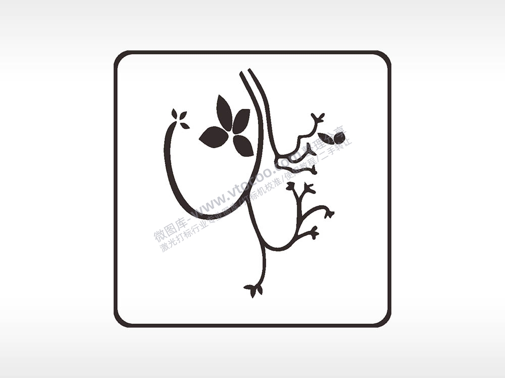 枝叶藤曼方形挂件激光雕刻AI8.0格式激光打标文件通用矢量图