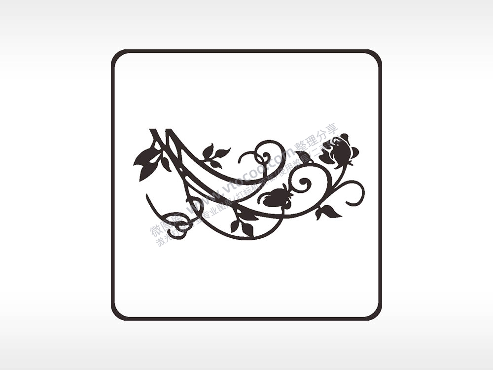 树叶藤曼花方形挂件雕刻AI8.0格式激光打标文件通用矢量图