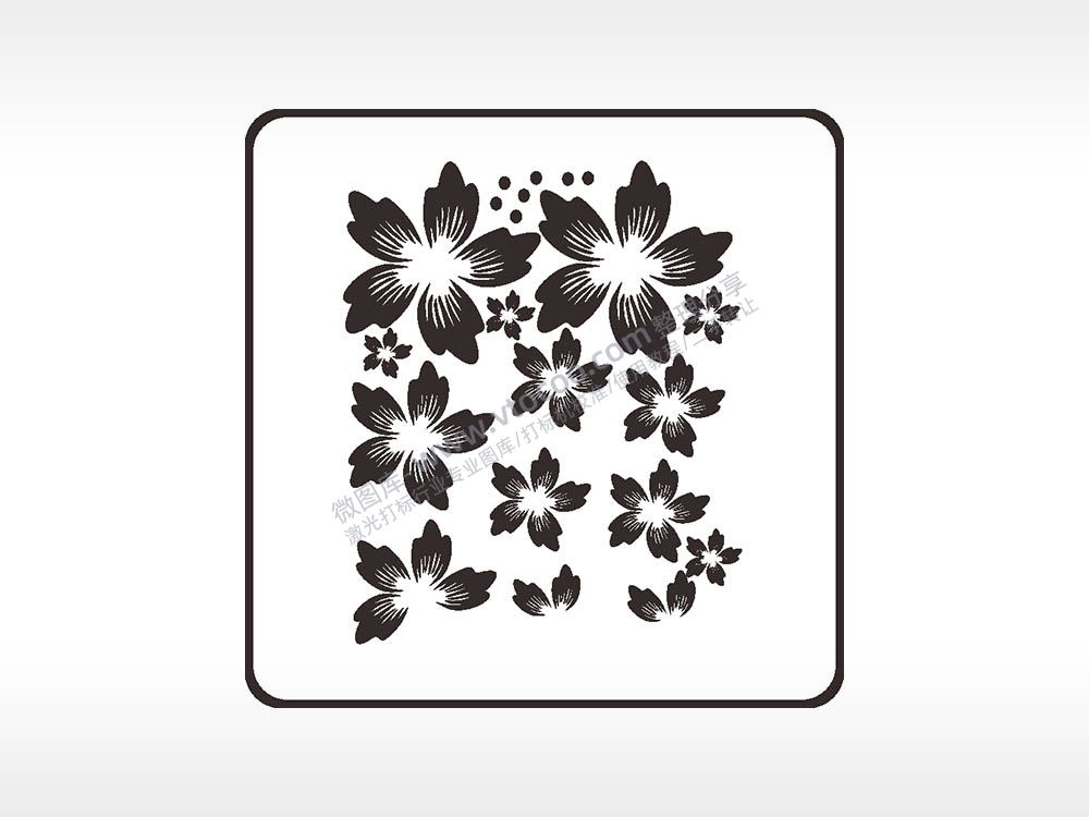 花朵凋落方形挂件雕刻AI8.0格式激光打标文件通用矢量图
