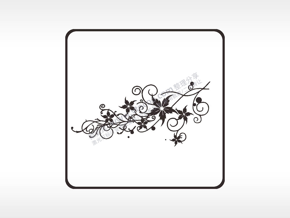 枝叶花朵藤曼方形挂件雕刻AI8.0格式激光打标文件通用矢量图