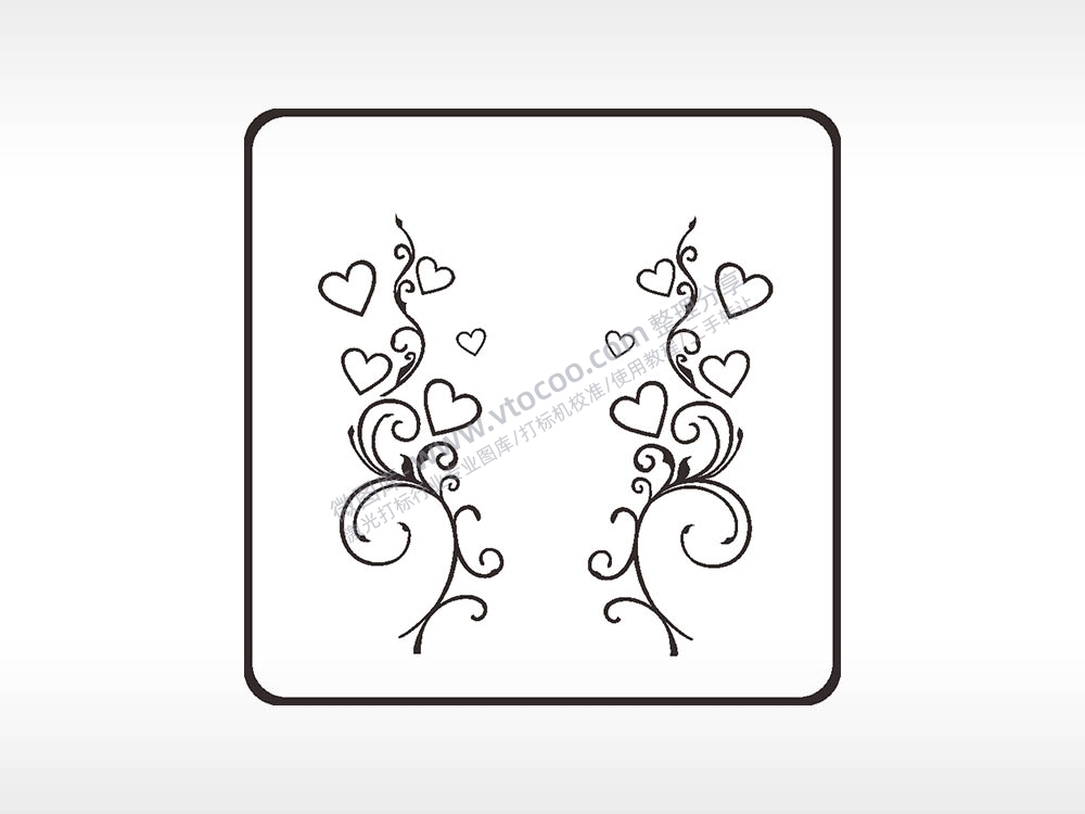 藤曼爱心方形挂件激光雕刻AI8.0格式激光打标文件通用矢量图