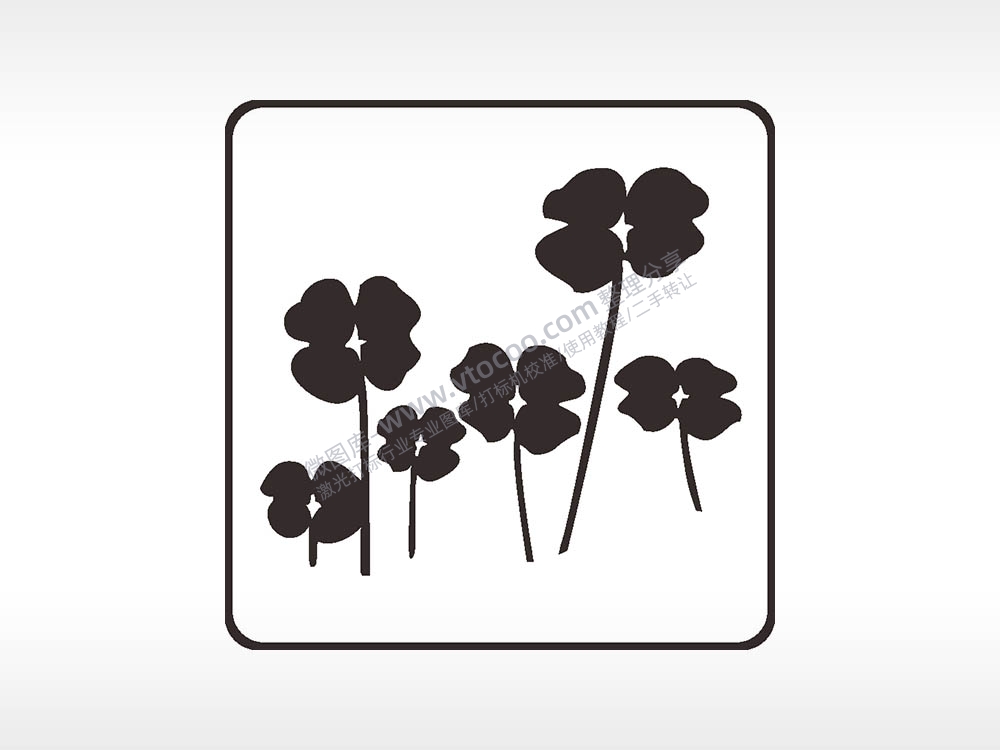 四叶草方形挂件激光雕刻AI8.0格式激光打标文件通用矢量图