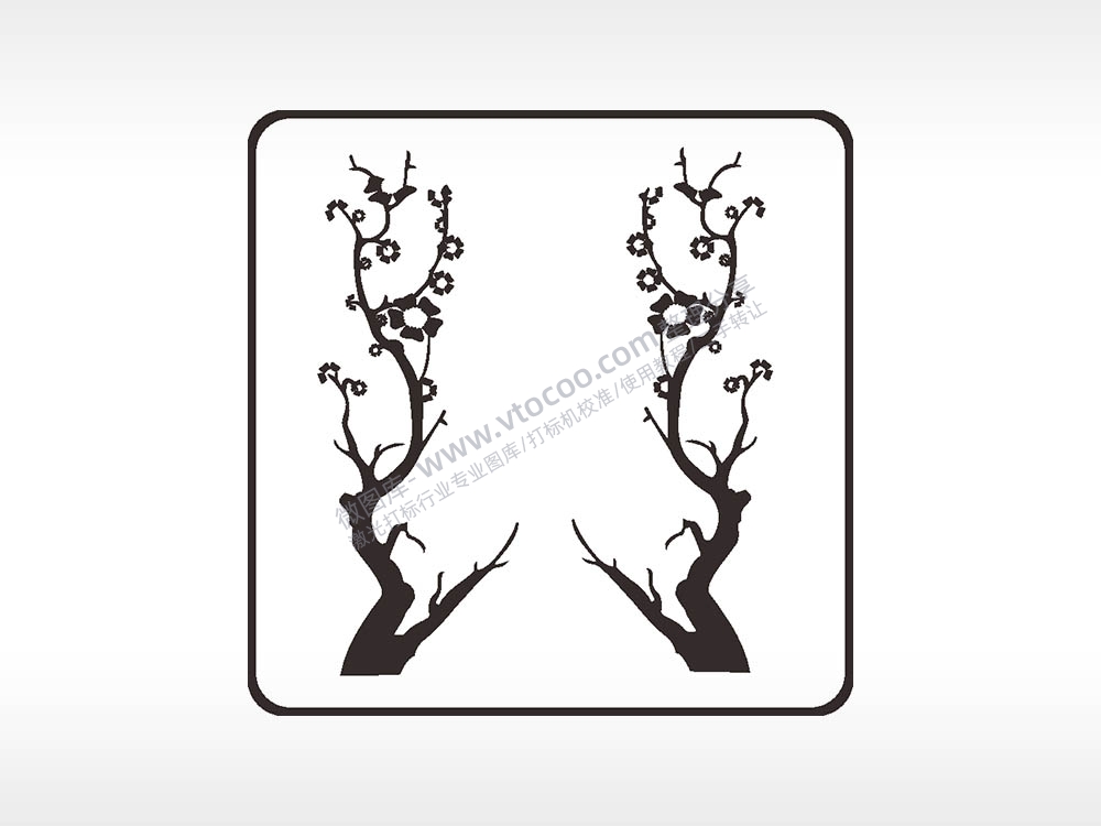 树花朵鸟儿枯藤老树昏鸦方形挂件激光雕刻