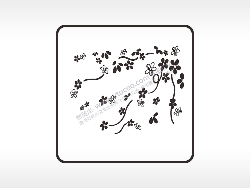 花落树枝剪影方形挂件激光雕刻AI8.0格式激光打标文件通用矢量图