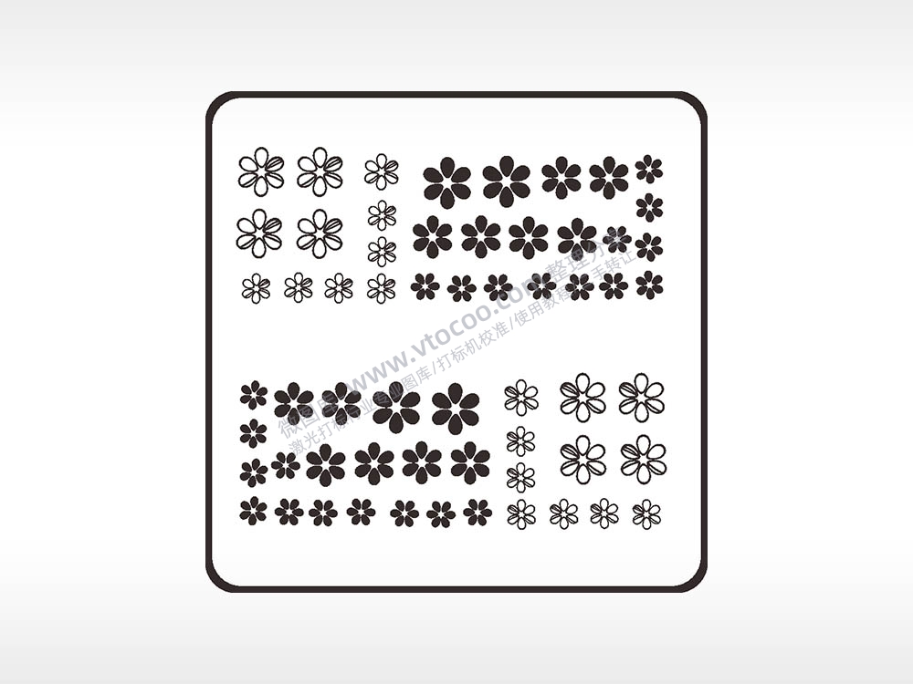 花朵花纹植物方形挂件激光雕刻AI8.0格式激光打标文件通用矢量图