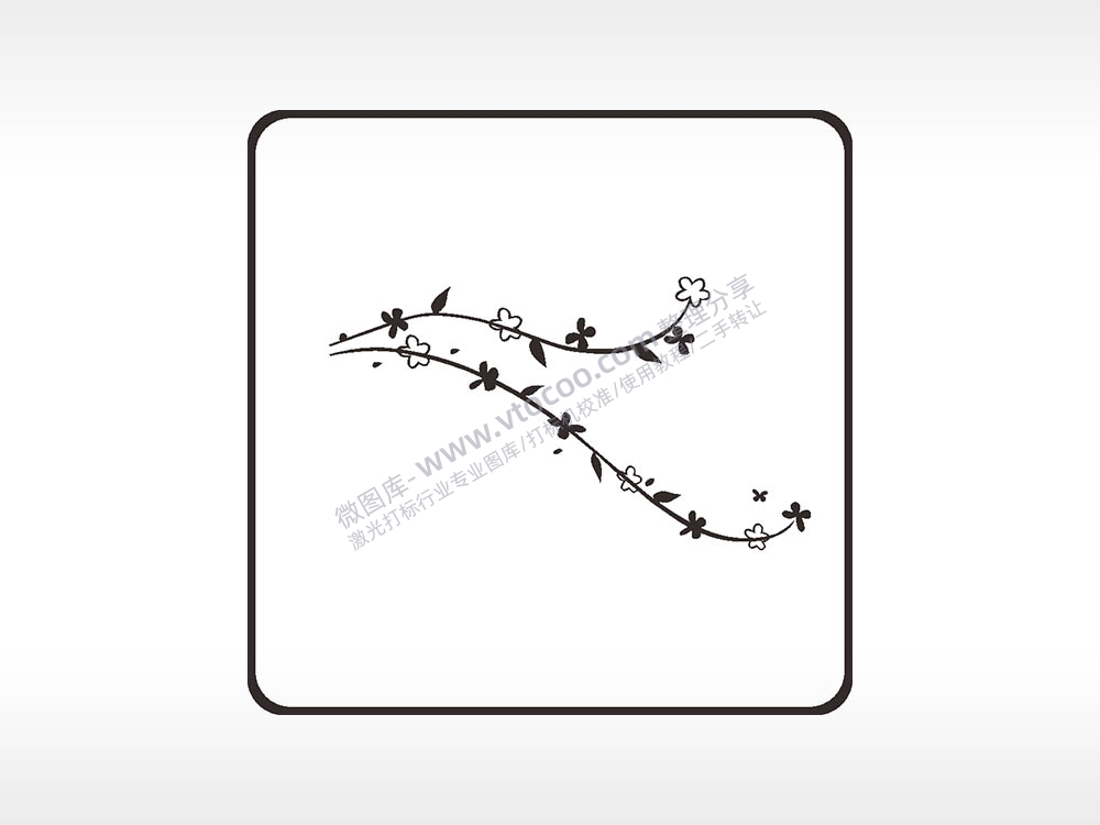 树枝树枝植物方形挂件激光雕刻AI8.0格式激光打标文件通用矢量图