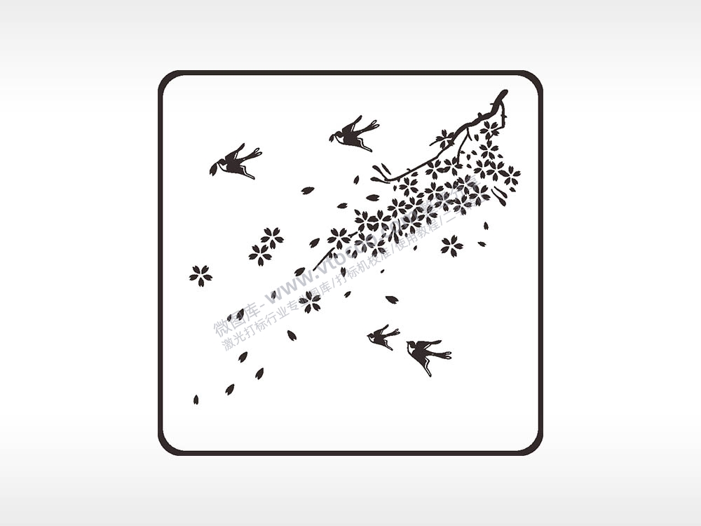燕子落叶南飞方形挂件激光雕刻AI8.0格式激光打标文件通用矢量图