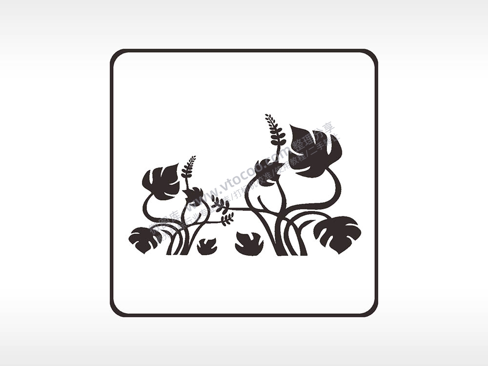 花朵剪影方形挂件激光雕刻AI8.0格式激光打标文件通用矢量图