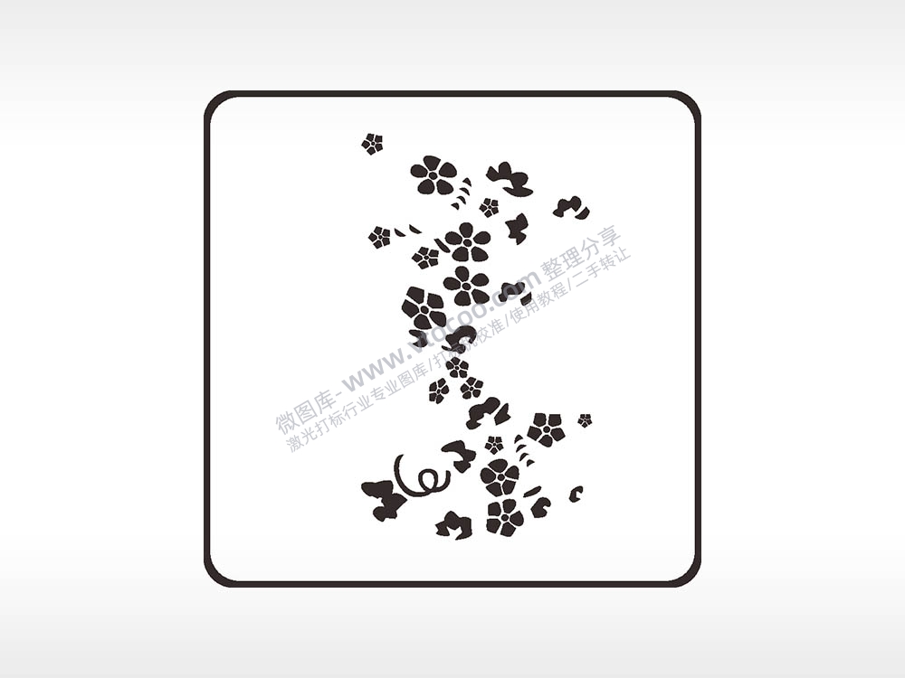 花朵植物剪影方形挂件激光雕刻AI8.0格式激光打标文件通用矢量图