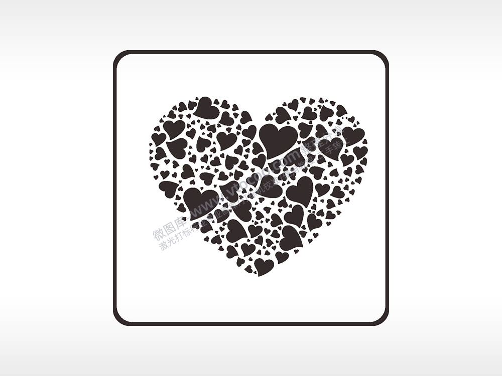 爱心形状方形挂件激光雕刻AI8.0格式激光打标文件通用矢量图